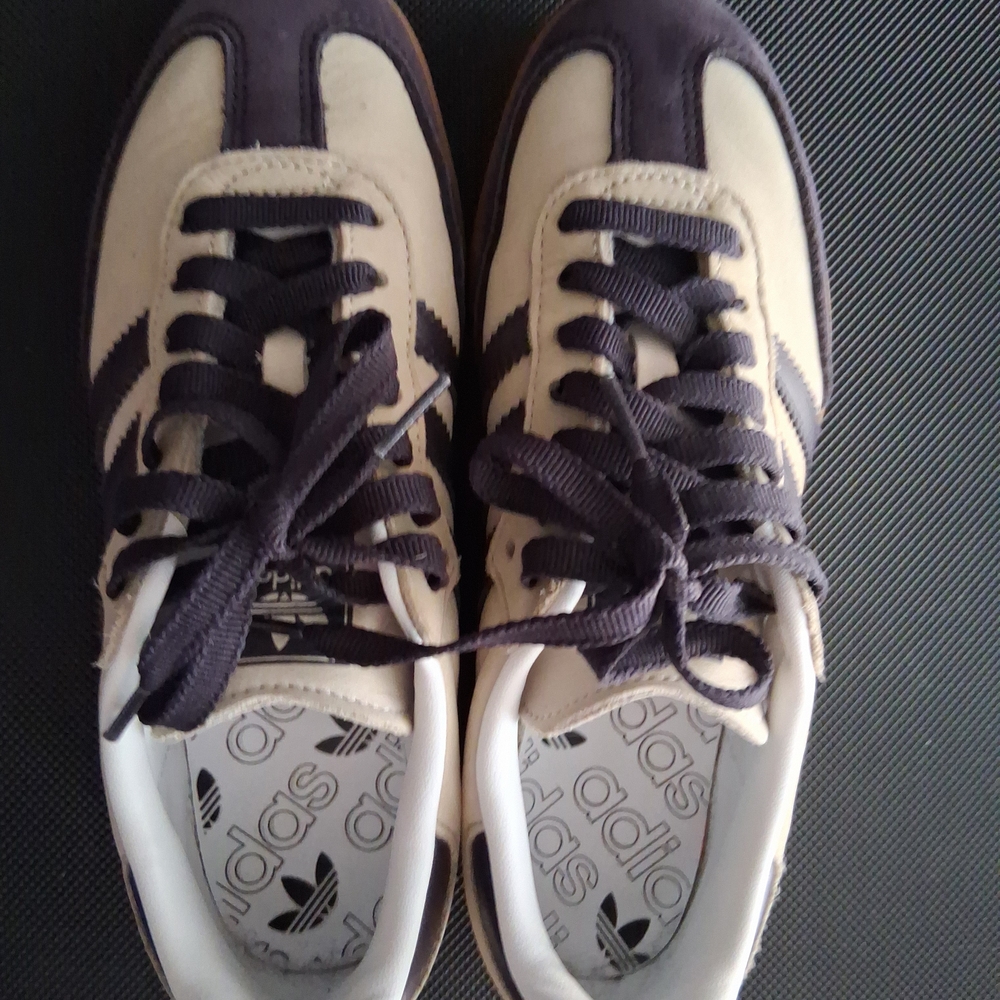 adidas Cream and Navy Casual Lace-Up Sneakers